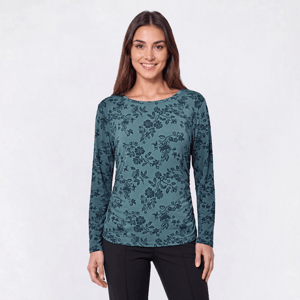 Womens Hasting & Smith Long Sleeve Floral Side Ruched Tee alternate view